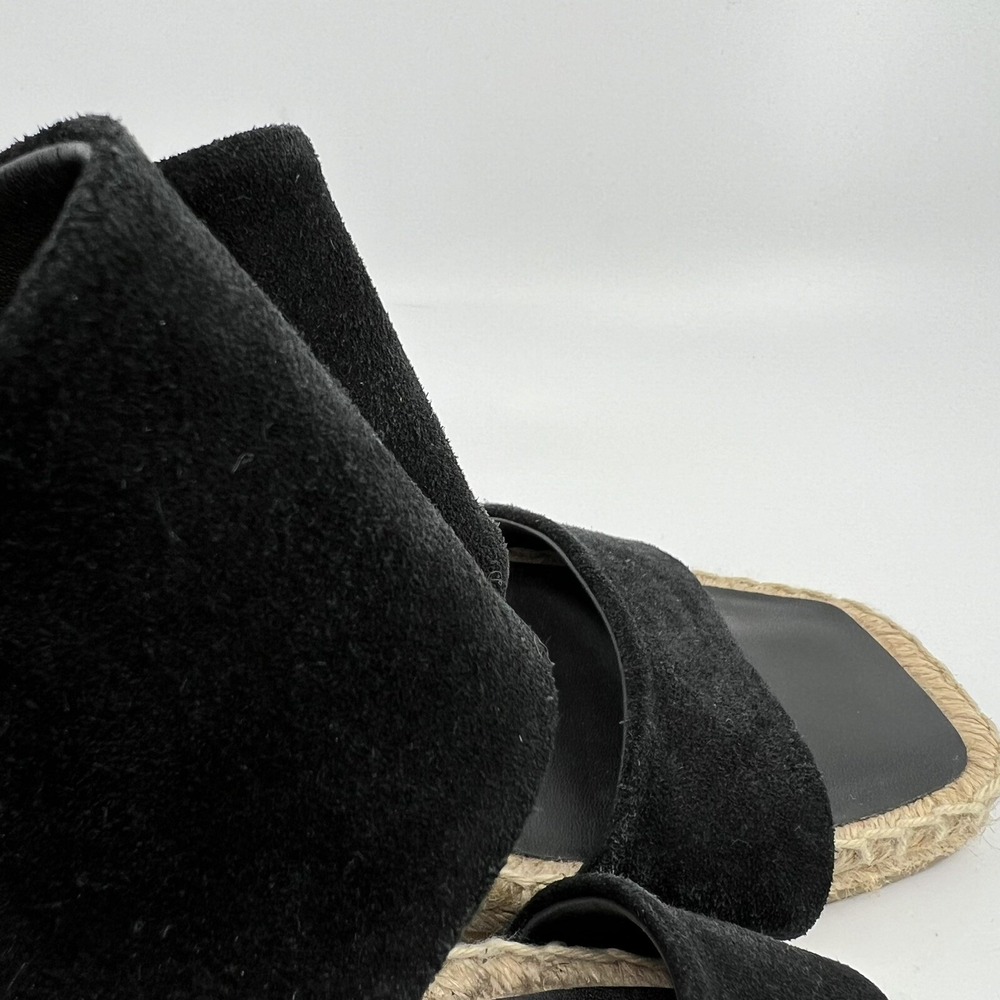 NEW Vince Garlin Black Suede Espadrille Wedge Sandals Square Toe‎ 8.5 Spain - Picture 11 of 12